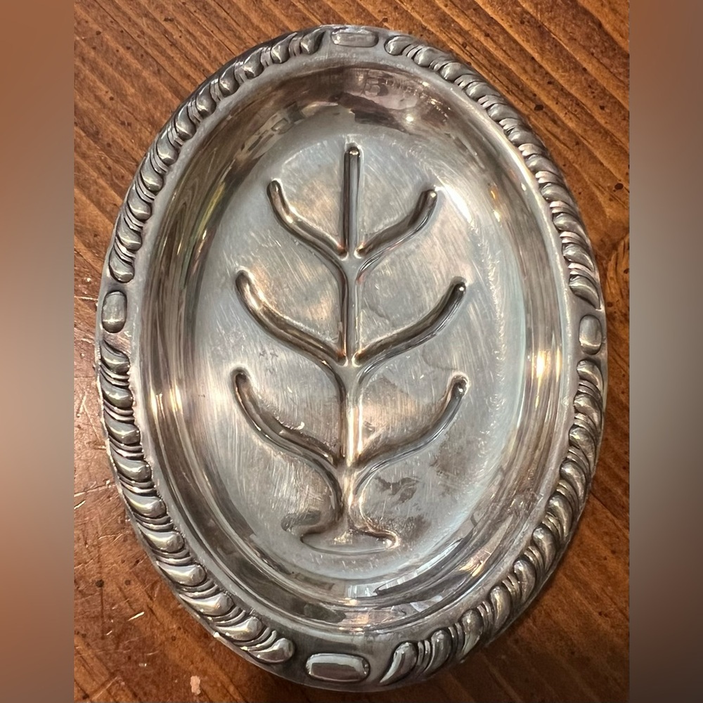 Vintage Canterbury Silver plated Tree of Life Small Change Tray Trinket Dish